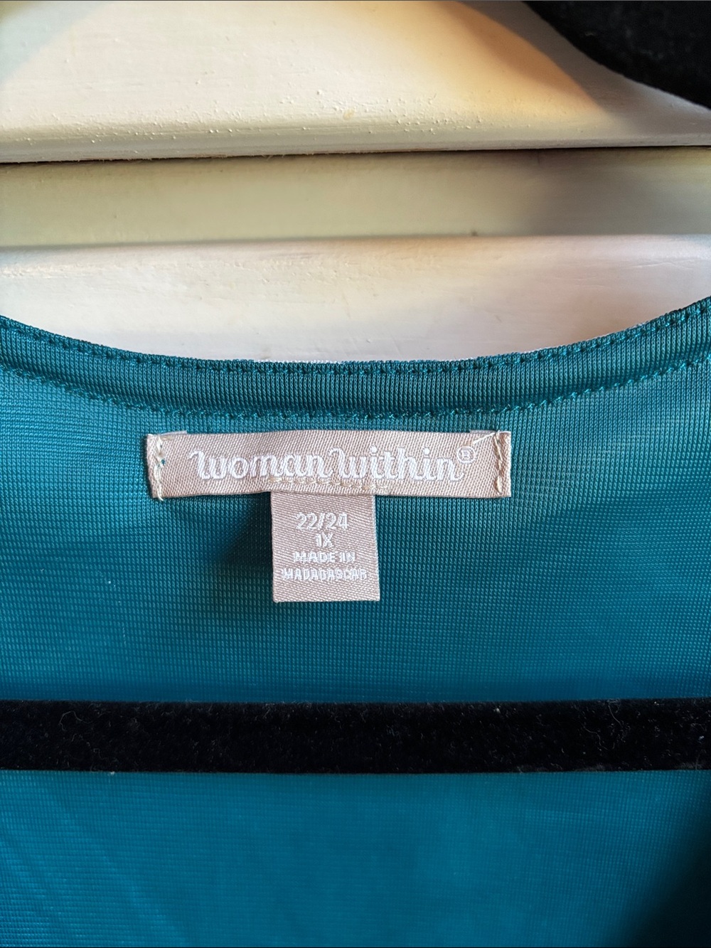 Woman Within Teal Floral V-Neck Tunic Top - Picture 2 of 2
